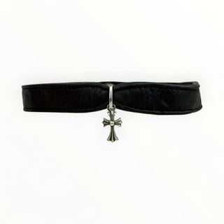 Baby Fat Cross Leather Choker - Chrome Hearts - NECKLACE | REMAINDED