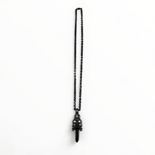 Black Rhodium Paper Chain 24IN + Large Dagger Pendant - Chrome Hearts - NECKLACE | REMAINDED