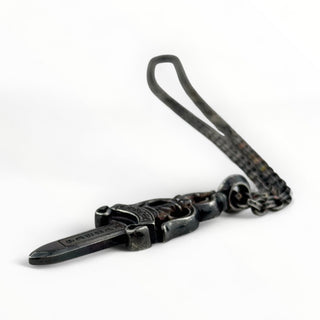 Black Rhodium Paper Chain 24IN + Large Dagger Pendant - Chrome Hearts - NECKLACE | REMAINDED