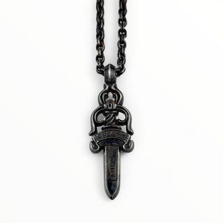 Black Rhodium Paper Chain 24IN + Large Dagger Pendant - Chrome Hearts - NECKLACE | REMAINDED
