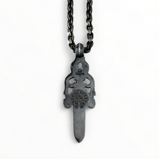 Black Rhodium Paper Chain 24IN + Large Dagger Pendant - Chrome Hearts - NECKLACE | REMAINDED