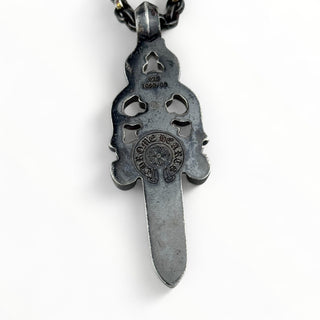 Black Rhodium Paper Chain 24IN + Large Dagger Pendant - Chrome Hearts - NECKLACE | REMAINDED
