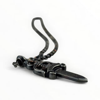 Black Rhodium Paper Chain 24IN + Large Dagger Pendant - Chrome Hearts - NECKLACE | REMAINDED