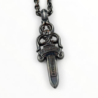 Black Rhodium Paper Chain 24IN + Large Dagger Pendant - Chrome Hearts - NECKLACE | REMAINDED