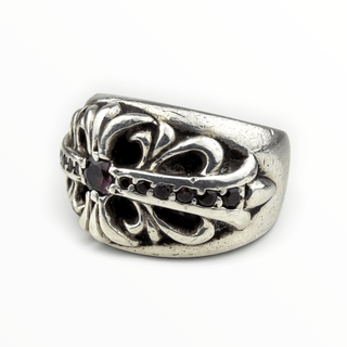 Cross Floral Pave Pink Sapphire Ring - Chrome Hearts - RING | REMAINDED