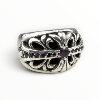 Cross Floral Pave Pink Sapphire Ring - Chrome Hearts - RING | REMAINDED
