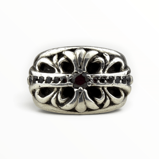 Cross Floral Pave Pink Sapphire Ring - Chrome Hearts - RING | REMAINDED