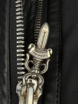 Leather & Waxed Cotton Rider Jacket - Chrome Hearts - OUTERWEAR | REMAINDED