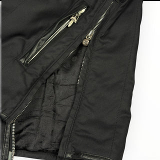 Leather & Waxed Cotton Rider Jacket - Chrome Hearts - OUTERWEAR | REMAINDED