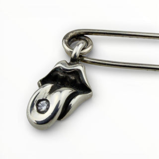 Safety Pin with Rolling Stones Diamond Charm - Chrome Hearts - PENDANT | REMAINDED