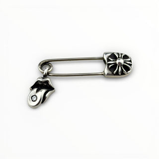 Safety Pin with Rolling Stones Diamond Charm - Chrome Hearts - PENDANT | REMAINDED