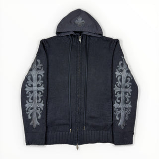 Vintage Cashmere Zip Up Hoodie Floral Cross Patch - Chrome Hearts - HOODIE | REMAINDED